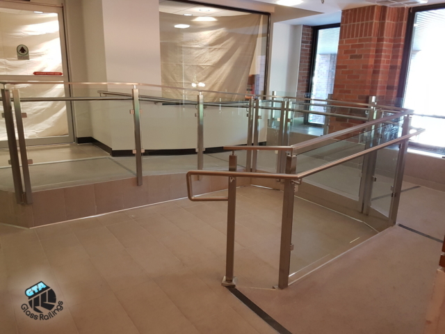 stainless steel railing on accessibility ramp