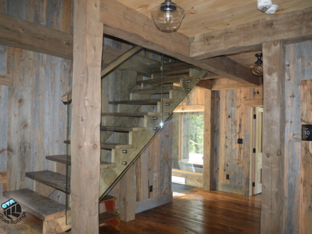 Glass railing in a cottage