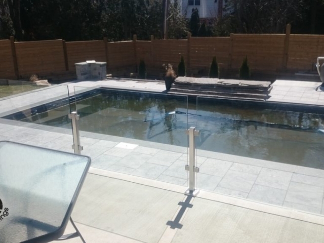 topless glass railing for pool